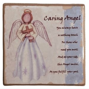 Faithful Guardians Caring Angel Message Decorative Tile